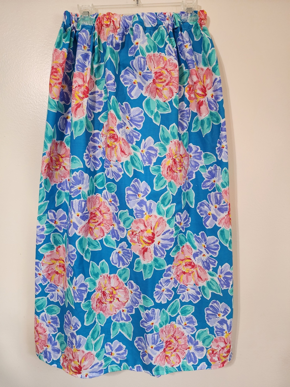 Women’s Floral Blue Elastic Waist Skirt
